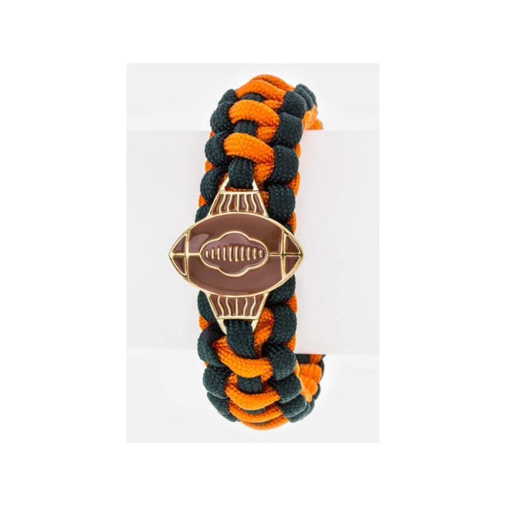 Stylish Color full Football Team Color Paracord Wrist Bracelet - Green/Orange